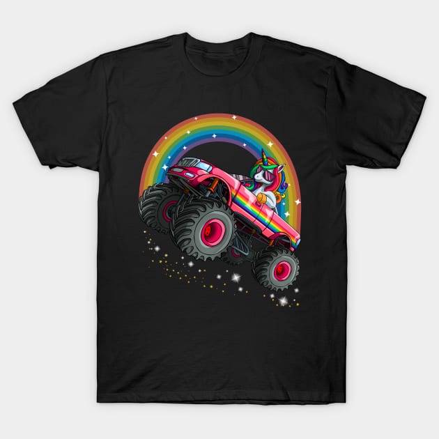 Monster Truck Unicorn Birthday Party Magical Truck Birthday Girl T-Shirt by Blink_Imprints10